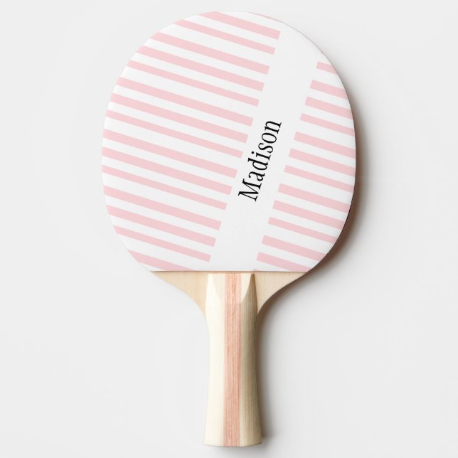 Raquette de ping pong rayée rose et blanc (Devant)