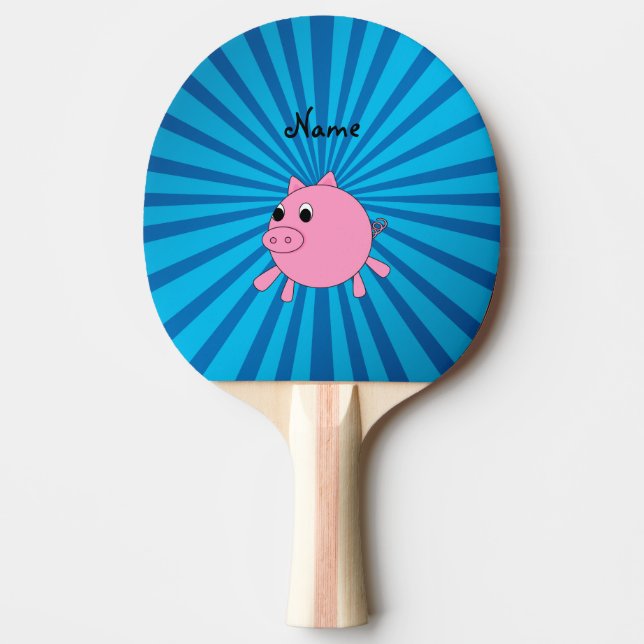 Raquette De Ping Pong Rayon de soleil rose nommé personnalisé de bleu de (Devant)