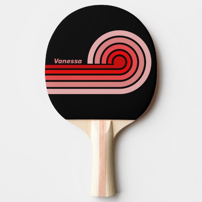 Raquette De Ping Pong Rays bouclés dégradés cramoisis avec nom (Devant)