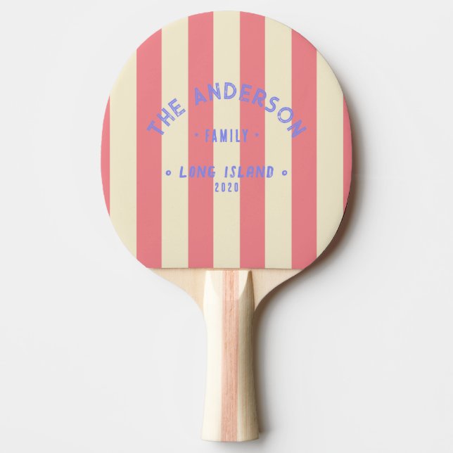 Raquette De Ping Pong Rayure de pêche côtière & Nom de famille (Devant)