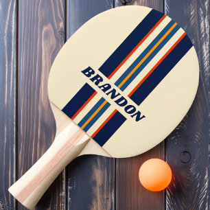Raquette De Ping Pong Rayure de Rallye Rétro Arc-en-ciel du Désert avec