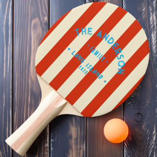 Raquette De Ping Pong Rayure d'orange sanguine de bord de mer & Nom de f