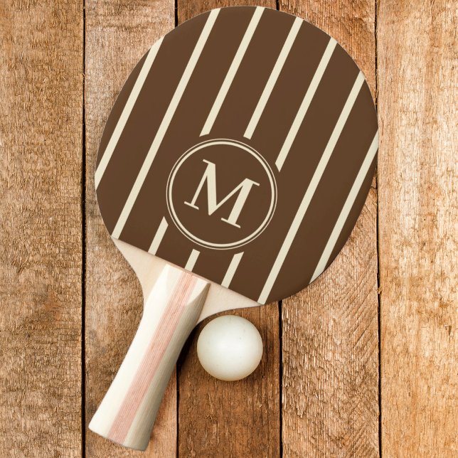 Raquette De Ping Pong Rayure Monogram Brun Forêt Profond Couleur (Créateur téléchargé)