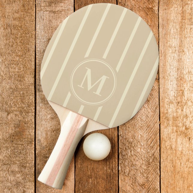 Raquette De Ping Pong Rayure Monogramme Couleur Dune de Sable (Créateur téléchargé)