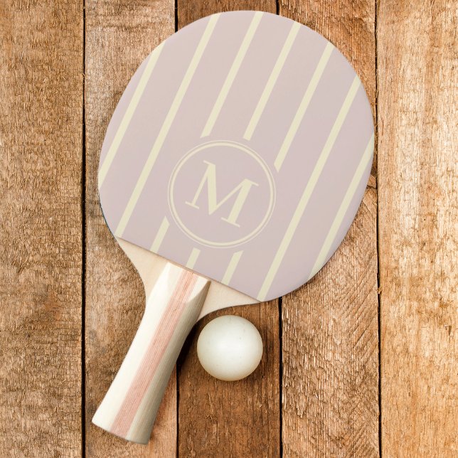 Raquette De Ping Pong Rayure Monogramme Couleur Lavender Kiss (Créateur téléchargé)