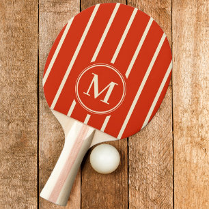 Raquette De Ping Pong Rayure Monogramme Couleur Orange Sanguine