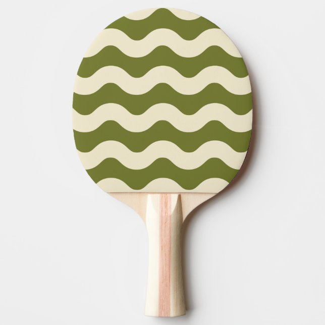 Raquette De Ping Pong Rayure ondulée Olive Douce de couleur (Devant)