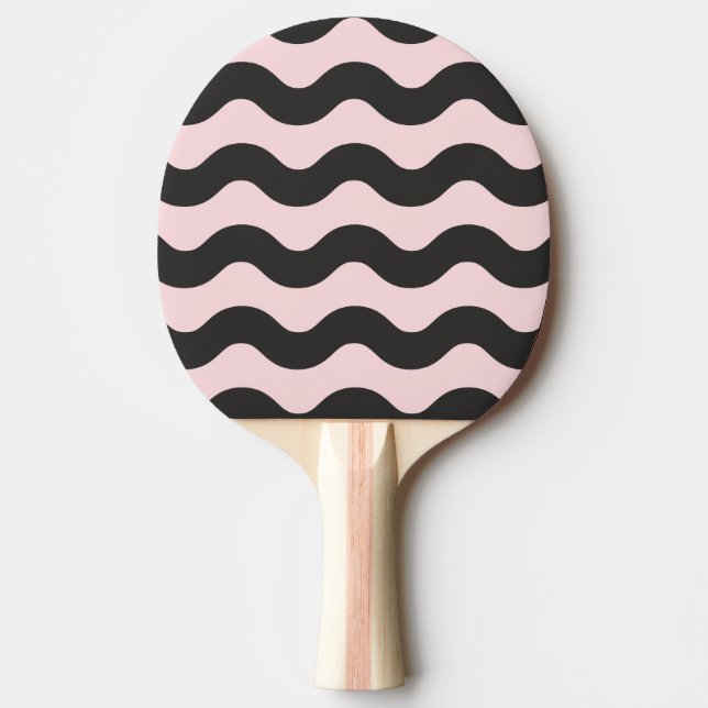 Raquette De Ping Pong Rayure ondulée Rose Chuchotement et Noir (Devant)