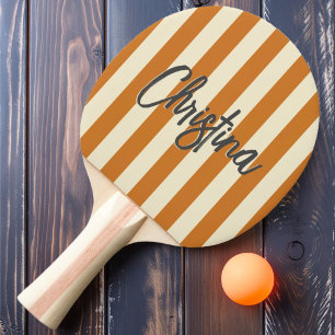 Raquette De Ping Pong Rayure Polo Milieu de Siècle Peinture au Miel Brûl