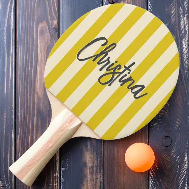 Raquette De Ping Pong Rayure Polo Milieu de Siècle Peinture Citron Foncé (Créateur téléchargé)