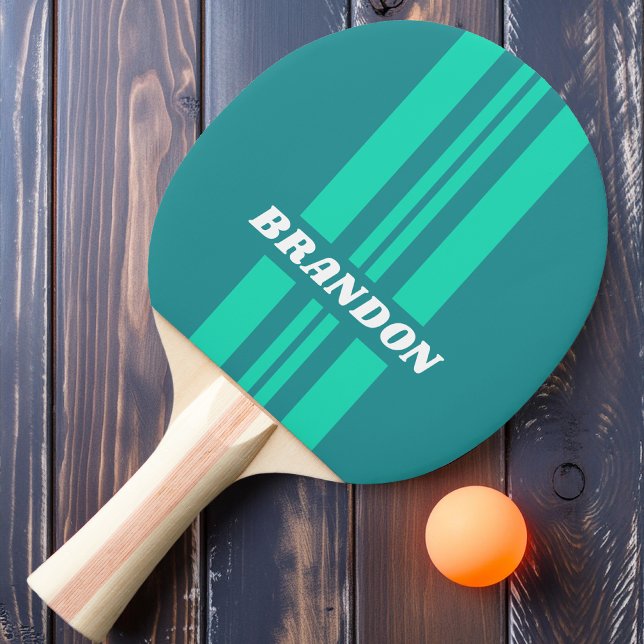 Raquette De Ping Pong Rayure Rallye de Plage Brise sarcelle avec Nom (Créateur téléchargé)