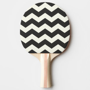Raquette De Ping Pong Rayure Zigzag couleur ivoire et noir chaud