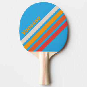 Raquette De Ping Pong Rayures anglées bleu surf délavé avec nom