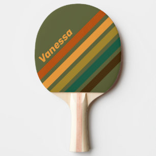 Raquette De Ping Pong Rayures Angulaires de Marais de Forêt Vintage avec