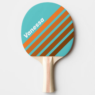 Raquette De Ping Pong Rayures Angulaires Sarcelle du Désert avec Nom