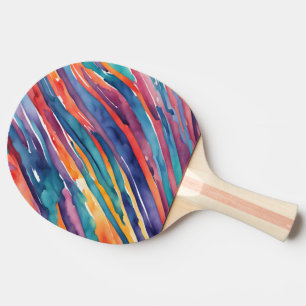 Raquette De Ping Pong Rayures Aquarelle Orange, Rose Bleu Vert Violet