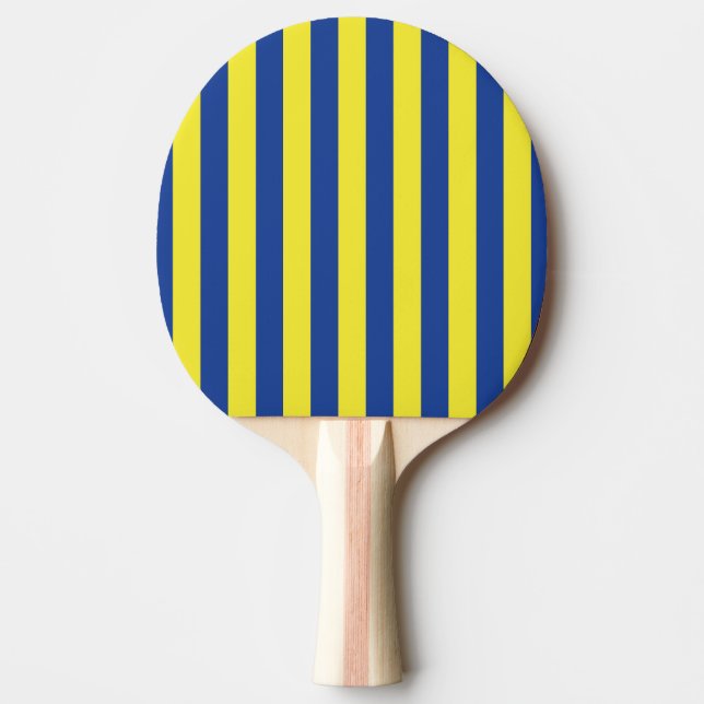 Raquette De Ping Pong Rayures bleu foncé et jaune  (Devant)