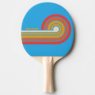 Raquette De Ping Pong Rayures bouclées bleu surf délavé avec nom