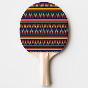 Raquette De Ping Pong Rayures Chevron Bohème Navy et Moutarde des Années
