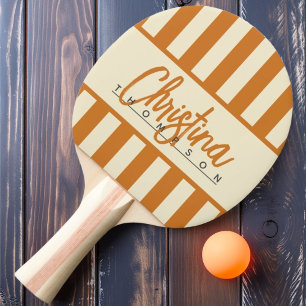Raquette De Ping Pong Rayures de bonbon Polo du milieu du siècle au miel