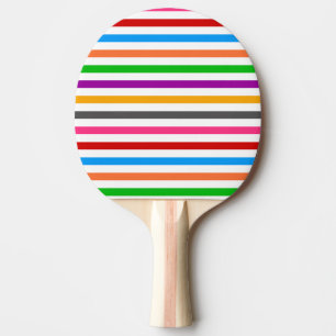Raquette De Ping Pong Rayures de lignes arc-en-ciel colorées - Blanc 