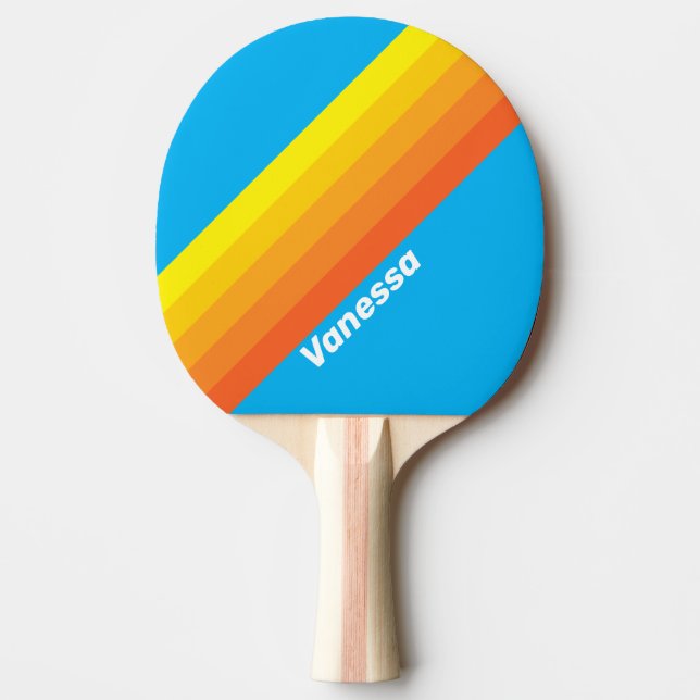 Raquette De Ping Pong Rayures de mer éclatantes avec nom (Devant)