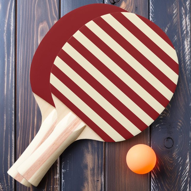 Raquette De Ping Pong Rayures de polo profondes canneberge et uni (Créateur téléchargé)