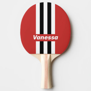 Raquette De Ping Pong Rayures de zèbre urbain rétro avec nom