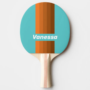 Raquette De Ping Pong Rayures fines sarcelle du désert avec nom
