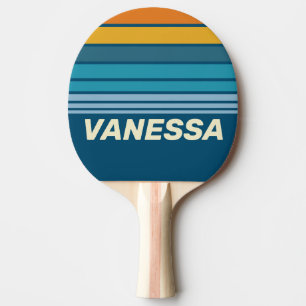Raquette De Ping Pong Rayures horizontales Blue Sun avec nom