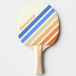 Raquette De Ping Pong Rayures inclinées de soleil océanique vintage avec