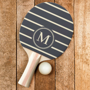 Raquette De Ping Pong Rayures Monogram Couleur Gris Méditerranéen