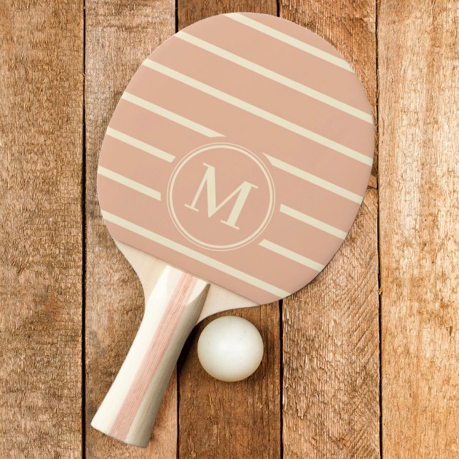 Raquette De Ping Pong Rayures Monogram couleur pêche douce (Créateur téléchargé)
