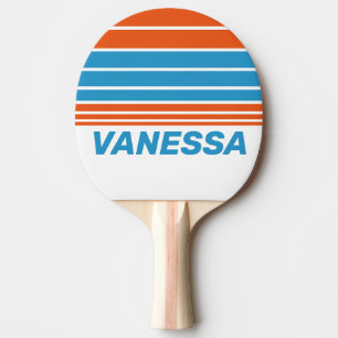 Raquette De Ping Pong Rayures Nostalgiques d'Horizon d'Été avec Nom