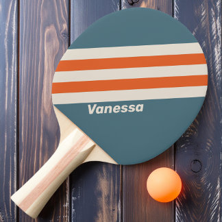 Raquette De Ping Pong Rayures Rétro de Surfside avec Nom