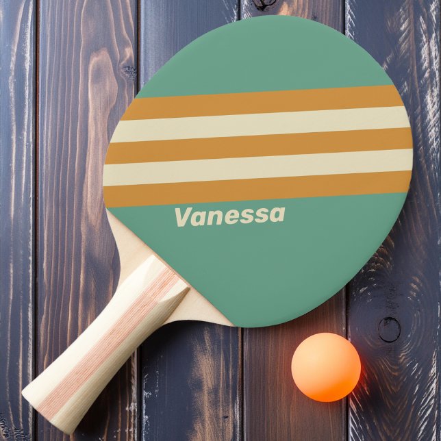 Raquette De Ping Pong Rayures Rétro Mousse avec Nom (Créateur téléchargé)