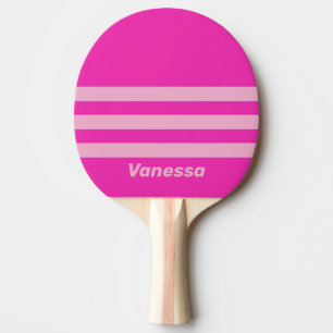 Raquette De Ping Pong Rayures Rétro Rose Ciel Trois Bandes avec Nom