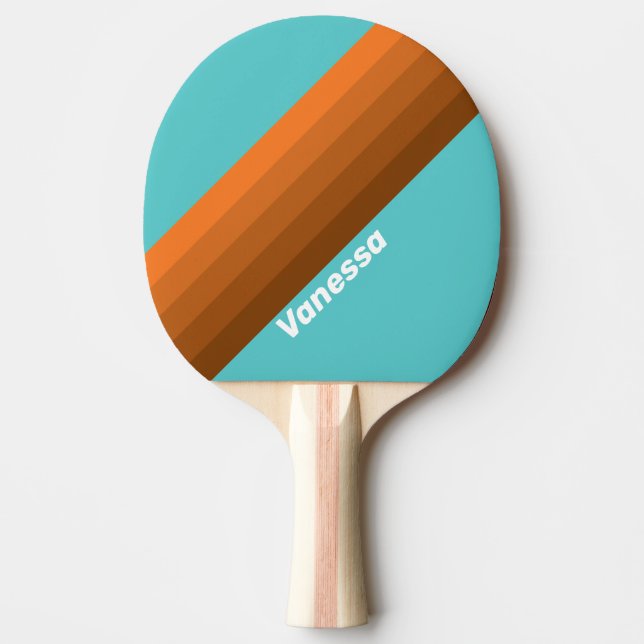 Raquette De Ping Pong Rayures sarcelle du désert avec nom (Devant)