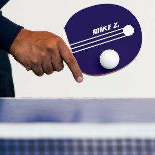 Raquette De Ping Pong Rayures Sportives Nom Bleu-Nuit