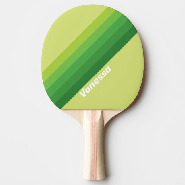 Raquette De Ping Pong Rayures Vertes sur nénuphar avec nom (Devant)