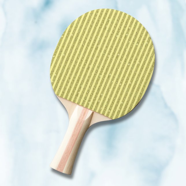 Raquette De Ping Pong Rayures verticales de style pailleté jaune vif (Créateur téléchargé)