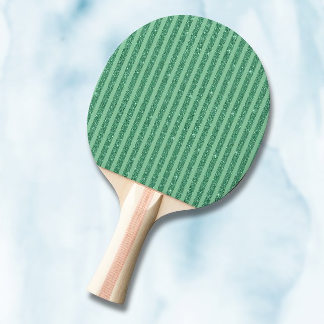 Raquette De Ping Pong Rayures verticales de style pailleté vert jade cla (Créateur téléchargé)
