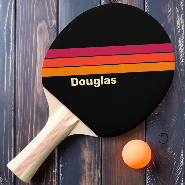 Raquette De Ping Pong Rayures VHS Rétro avec Nom (Créateur téléchargé)