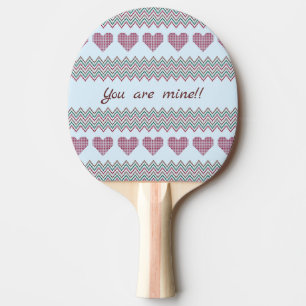 Raquette De Ping Pong Red Hearts Valentine Motif