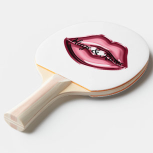 Raquette De Ping Pong Red Lips Kiss Hearts