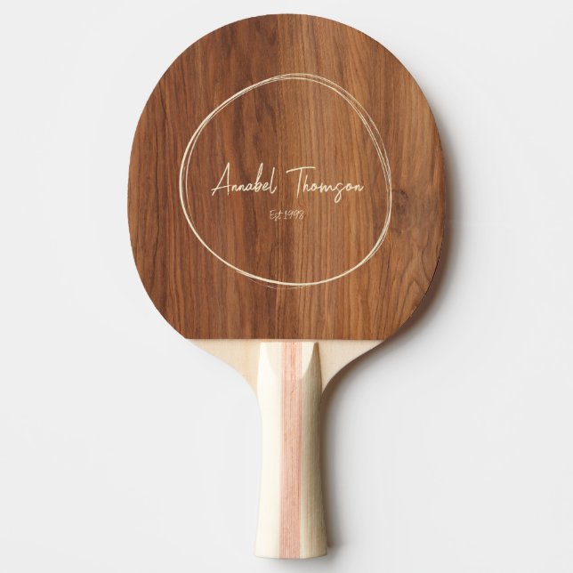 Raquette De Ping Pong Red Oak Wood Name in Drawn Circle  (Devant)