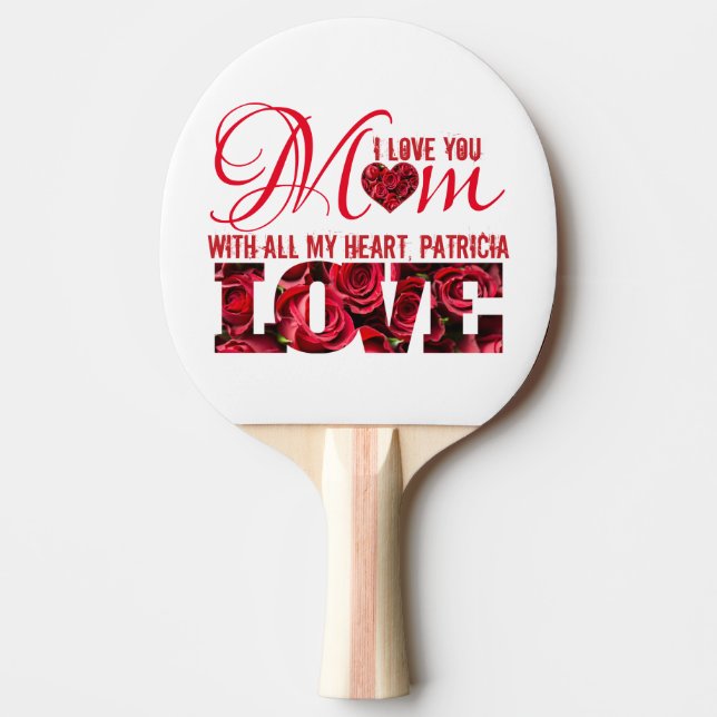 Raquette De Ping Pong Red White Girly Chic Elegant Mothers Day (Devant)