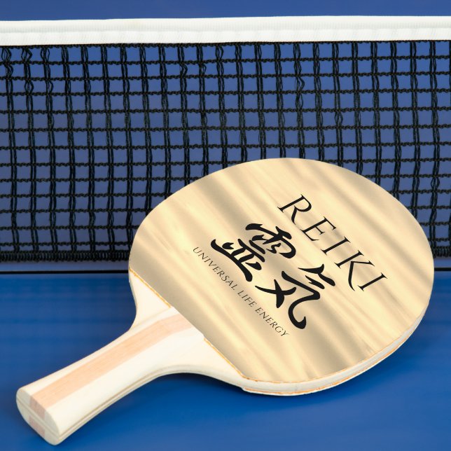 Raquette De Ping Pong Reiki 霊 気 Japonais Calligraphic Life Energy (Insitu)