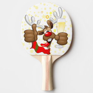 Raquette De Ping Pong Reindeer Drunk Funny Caractère de Noël