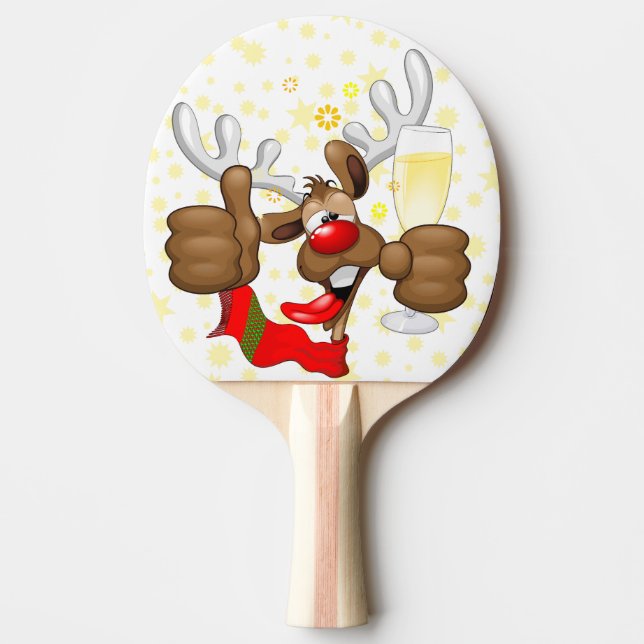 Raquette De Ping Pong Reindeer Drunk Funny Caractère de Noël (Devant)